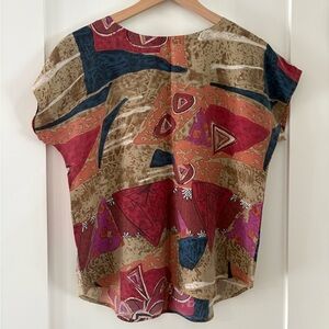 FIORELLA RUBINO | vintage Multicolor Abstract 100% washable silk top blouse